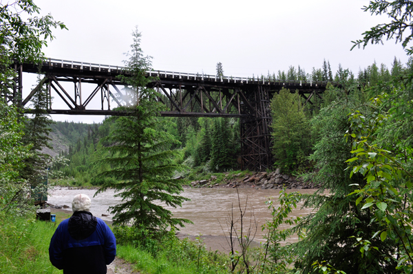 Lee Duquette approaching the underside of the Kiskatinaw Bridge